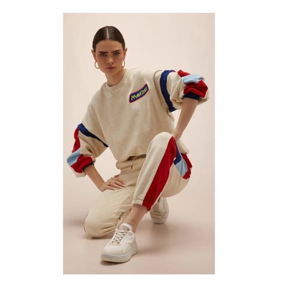 Mother The Loosen-Up Crop Embroidered Logo Sweatshirt Size Small - Picture 1 of 12